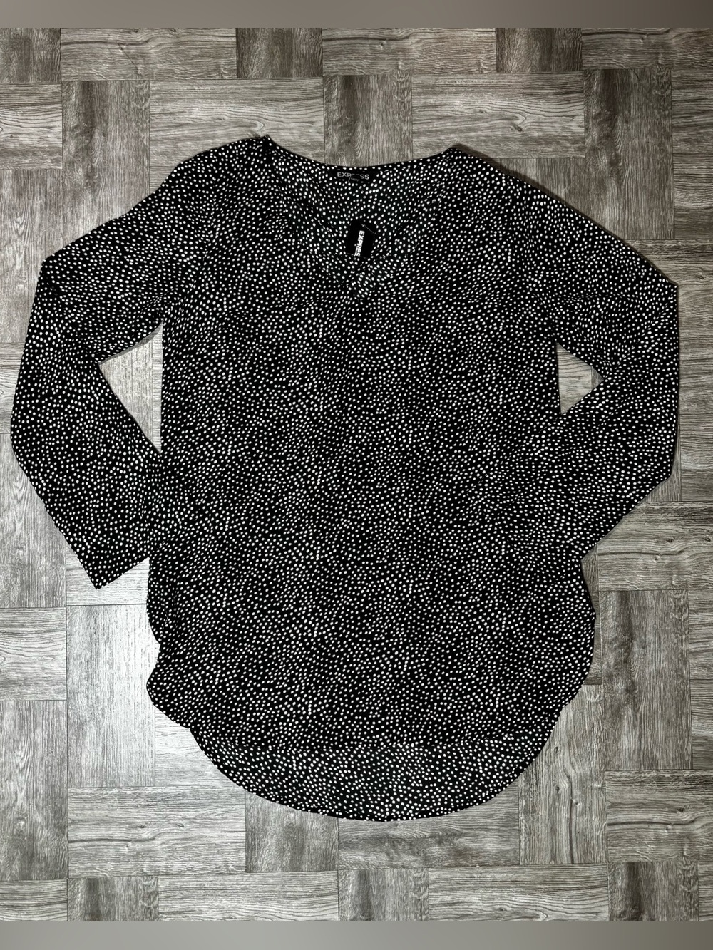 Express Long Sleeve Polka Dot Blouse Top Size XS